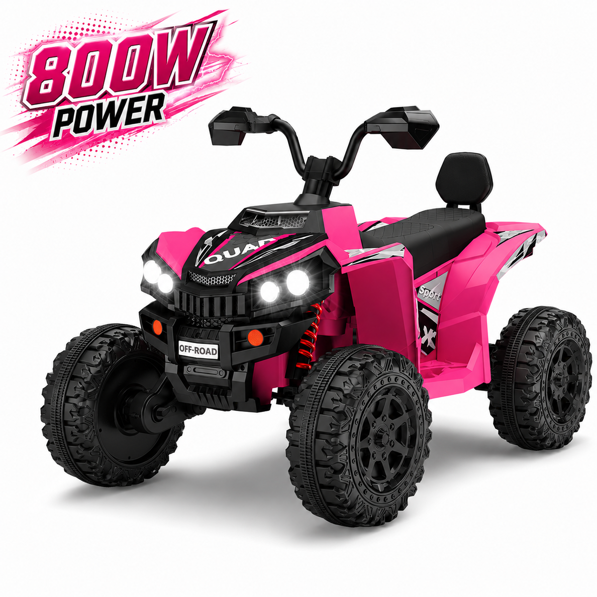 Hijoke 24V 4WD Kids Ride On ATV, 800W Electric 4-Wheeler with 2 Seats, Max 5 MPH, Ages 3-8