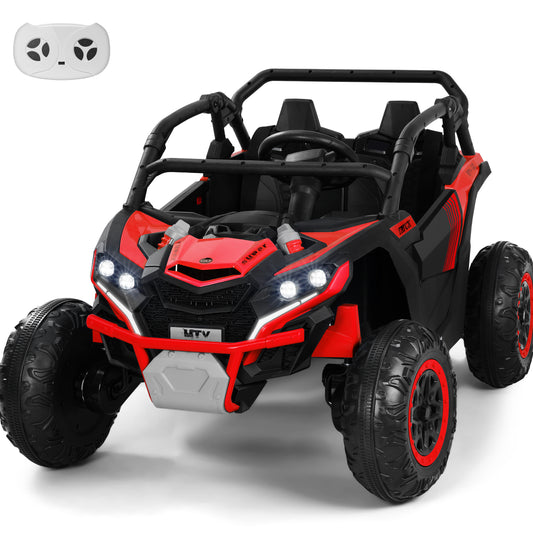24V Kid Ride on Truck Car, 4WD Electric Powered Ride on UTV with 2 Seaters, 1.86-5 MPH, Remote Control, LED Lights, Bluetooth, Music, Giftable Ride on Toy UTV Truck Car for Kids Age 3-8 Years