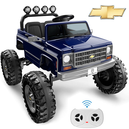 24V Ride on Car 2 Seater, Licensed Chevrolet Cheyenne Powered Ride on Toy Truck with Remote Control, 4 Wheels Electric Vehicle Giftable Toy Car for Kids Aged 3-8, Spring Suspension