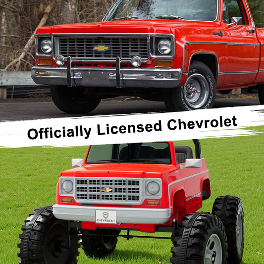 24V Ride on Car 2 Seater, Licensed Chevrolet Cheyenne Powered Ride on Toy Truck with Remote Control, 4 Wheels Electric Vehicle Giftable Toy Car for Kids Aged 3-8, Spring Suspension, Red