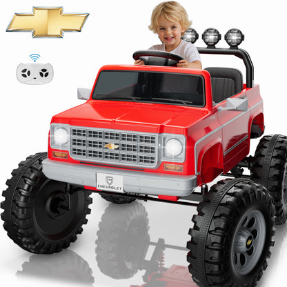 24V Ride on Car 2 Seater, Licensed Chevrolet Cheyenne Powered Ride on Toy Truck with Remote Control, 4 Wheels Electric Vehicle Giftable Toy Car for Kids Aged 3-8, Spring Suspension, Red