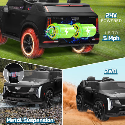 Cadillac Escalade IQ 24V Kids Ride on Car, 2 Seater Battery Powered Electric Vehicle w/ Remote Control, LED Lights, Music, Bluetooth, USB for Kids Ages 3-8