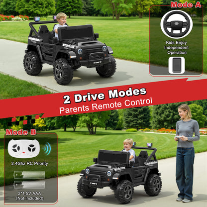 24V 9Ah Kids Ride on Truck Car w/ Remote Control, 2 Seater Ride on Car w/ Bluetooth, Music, Openable Storage Space, Colorful LED Lights, Powered Car Electric Car for Kids