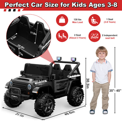 24V 9Ah Kids Ride on Truck Car w/ Remote Control, 2 Seater Ride on Car w/ Bluetooth, Music, Openable Storage Space, Colorful LED Lights, Powered Car Electric Car for Kids