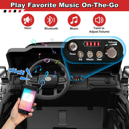 24V 9Ah Kids Ride on Truck Car w/ Remote Control, 2 Seater Ride on Car w/ Bluetooth, Music, Openable Storage Space, Colorful LED Lights, Powered Car Electric Car for Kids