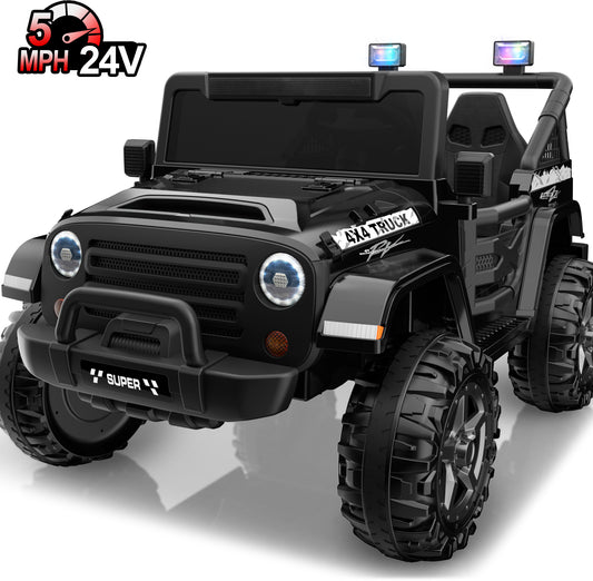 24V 9Ah Kids Ride on Truck Car w/ Remote Control, 2 Seater Ride on Car w/ Bluetooth, Music, Openable Storage Space, Colorful LED Lights, Powered Car Electric Car for Kids