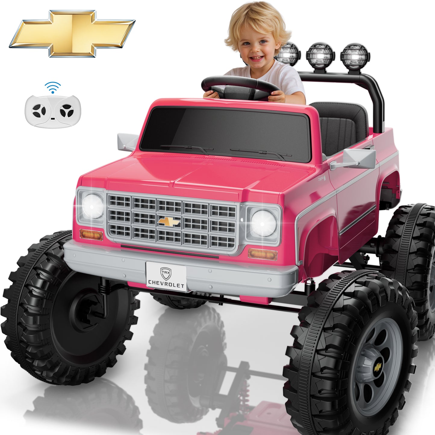 Chevrolet Cheyenne 24V Kids Ride on Car, – 2-Seater Electric Car w/ Remote, LED Lights & Music for Kids Ages 3-8