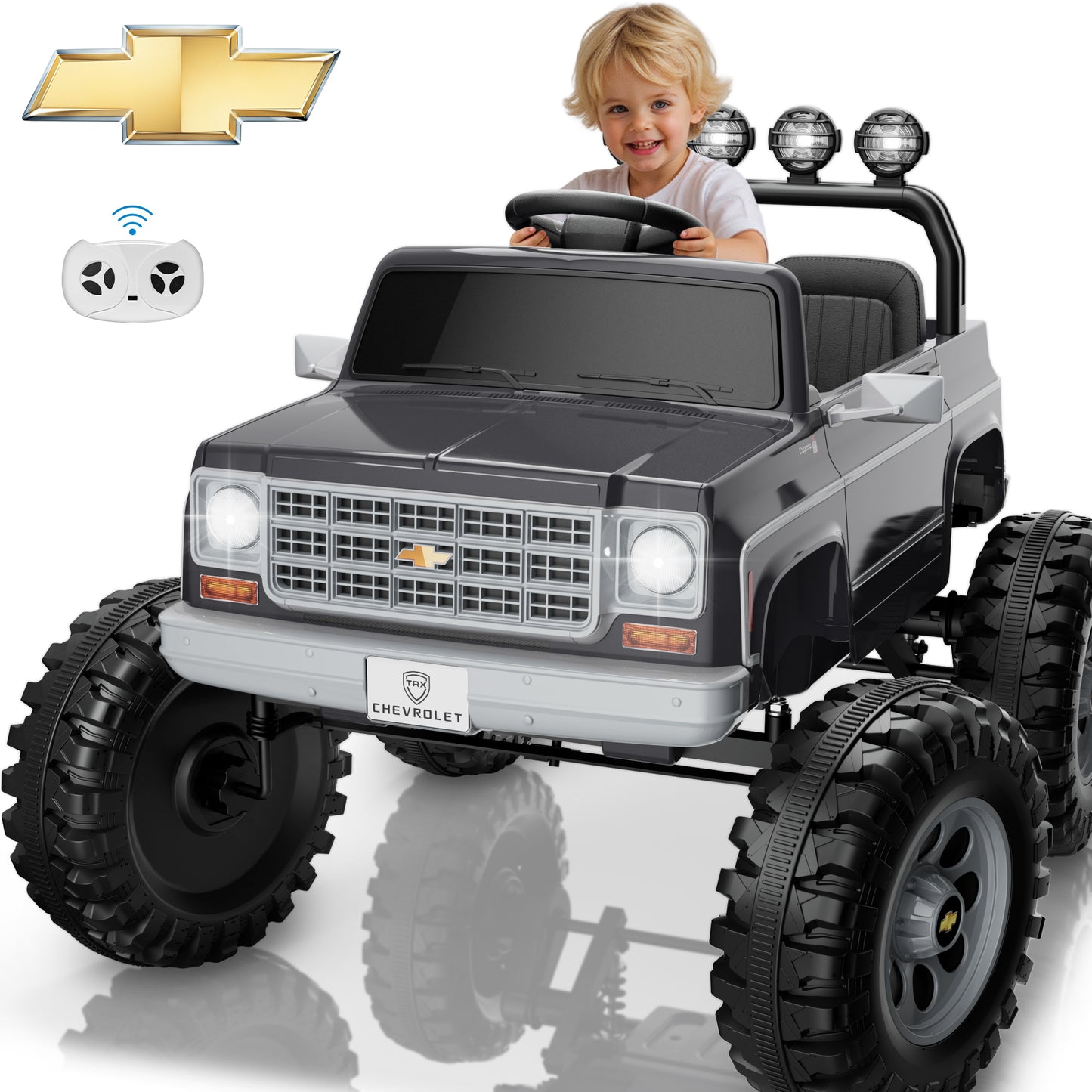 Chevrolet Cheyenne 24V Kids Ride on Car, – 2-Seater Electric Car w/ Remote, LED Lights & Music for Kids Ages 3-8