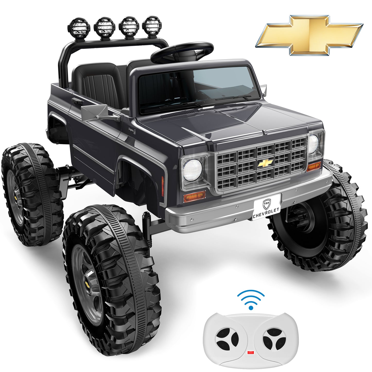 24V Ride on Car 2 Seater, Licensed Chevrolet Cheyenne Powered Ride on Toy Truck with Remote Control, 4 Wheels Electric Vehicle Giftable Toy Car for Kids Aged 3-8, Spring Suspension
