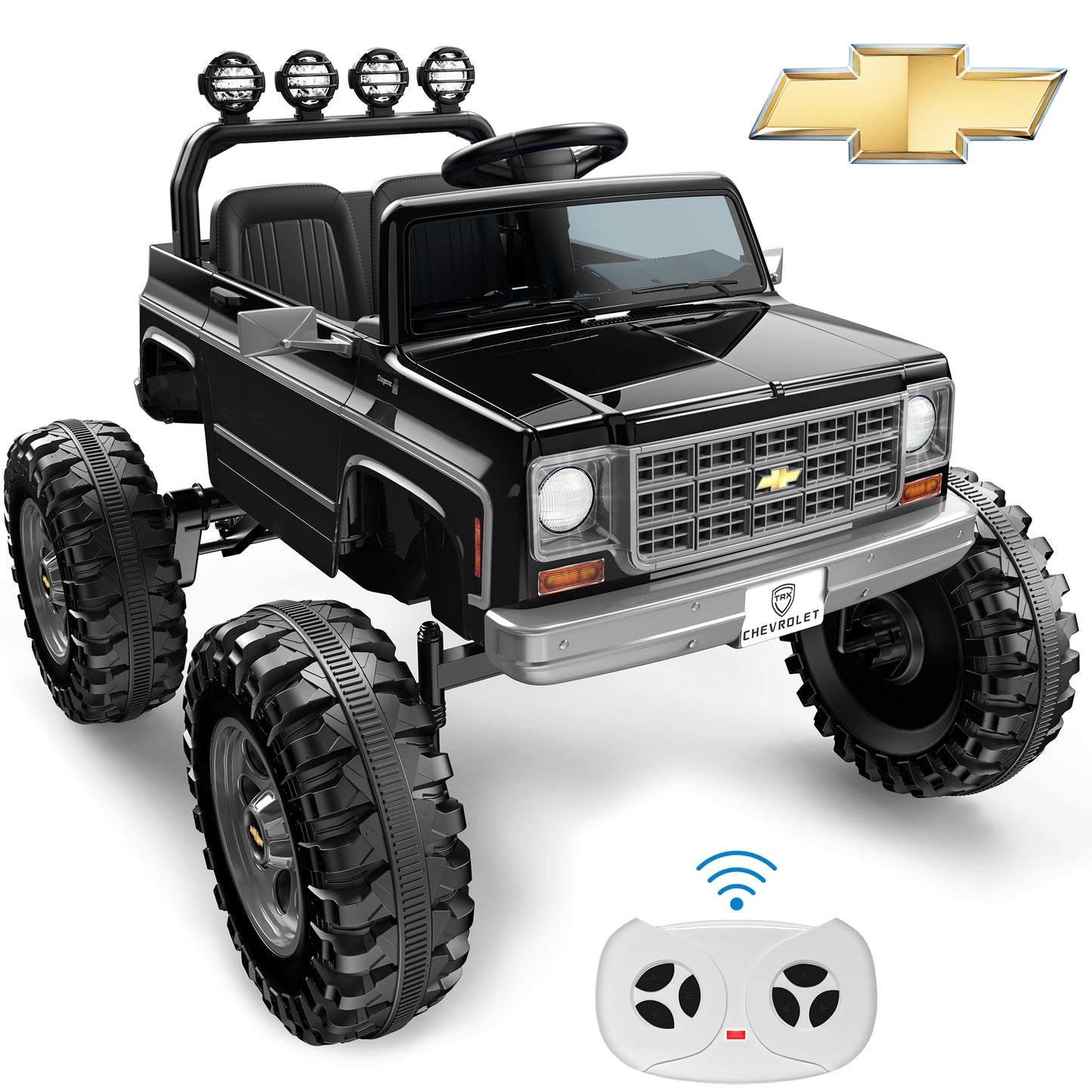 24V Ride on Car 2 Seater, Licensed Chevrolet Cheyenne Powered Ride on Toy Truck with Remote Control, 4 Wheels Electric Vehicle Giftable Toy Car for Kids Aged 3-8, Spring Suspension