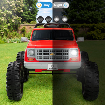 24V Ride on Car 2 Seater, Licensed Chevrolet Cheyenne Powered Ride on Toy Truck with Remote Control, 4 Wheels Electric Vehicle Giftable Toy Car for Kids Aged 3-8, Spring Suspension, Red
