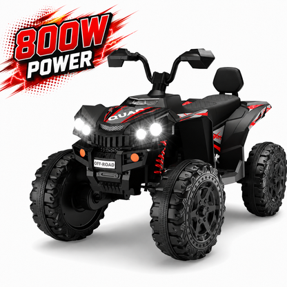 Hijoke 24V 4WD Kids Ride On ATV, 800W Electric 4-Wheeler with 2 Seats, Max 5 MPH, Ages 3-8
