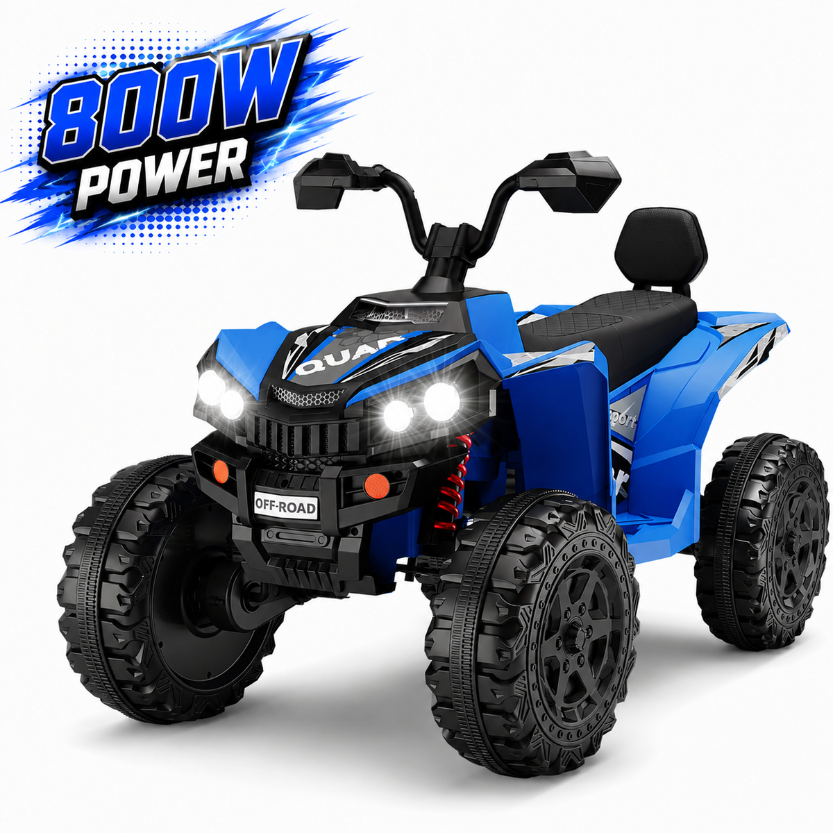 Hijoke 24V 4WD Kids Ride On ATV, 800W Electric 4-Wheeler with 2 Seats, Max 5 MPH, Ages 3-8