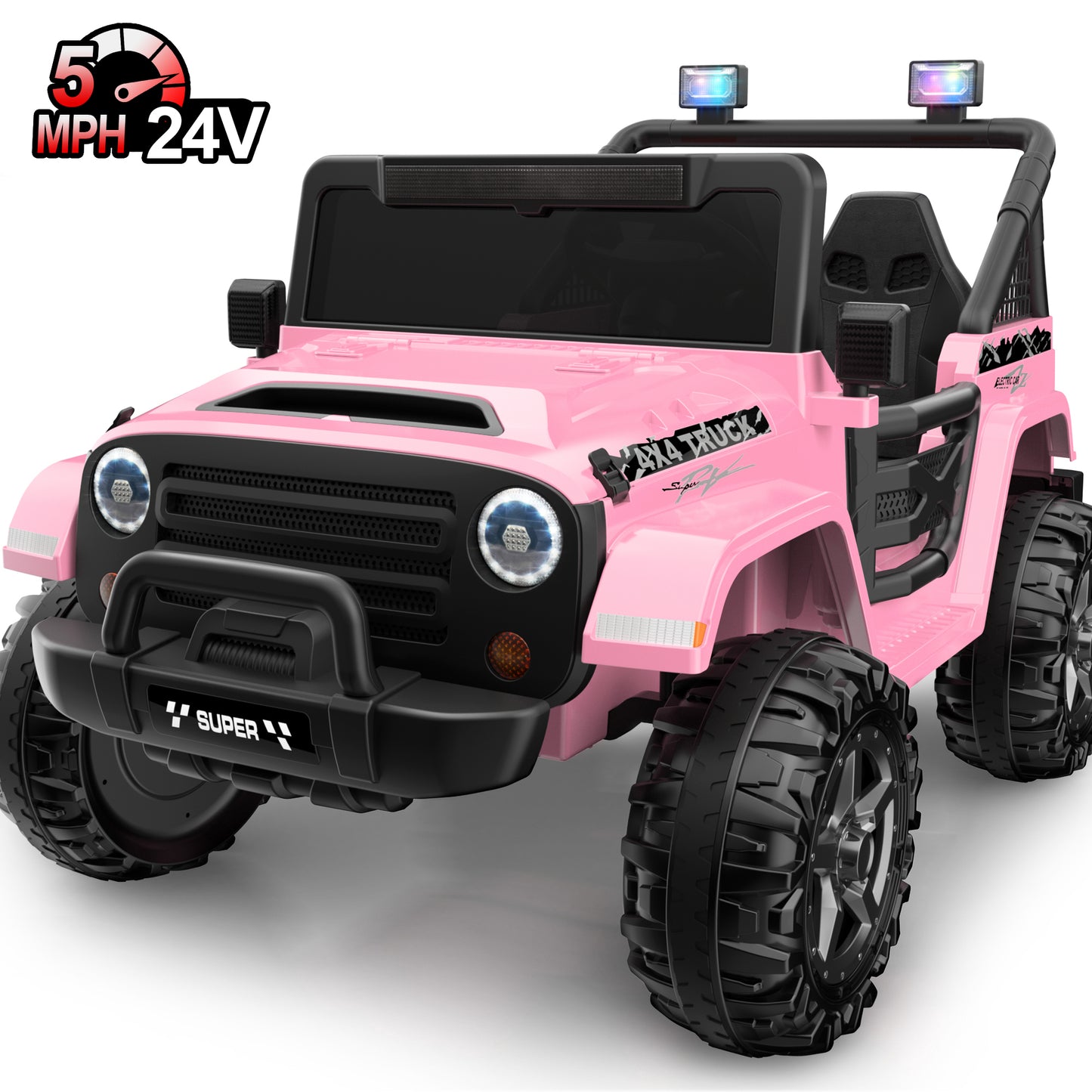 24V 9Ah Kids Ride on Truck Car w/ Remote Control, 2 Seater Ride on Car w/ Bluetooth, Music, Openable Storage Space, Colorful LED Lights, Powered Car Electric Car for Kids